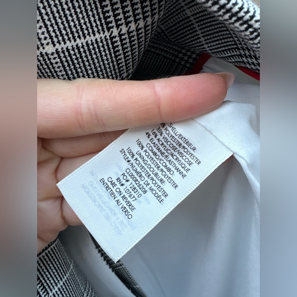 Alice + Olivia Arias Blazer Strong Shoulder Jacket Black White Glen Plaid - Picture 10 of 12